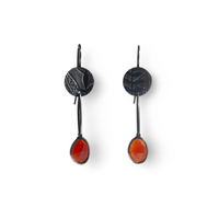  Fern round silver earrings with garnets