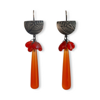 Half moon carnelian leaf earrings