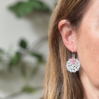 Pimelea “Rice Flower” earrings  - Steel & Guava