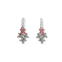 Pimelea “Rice Flower” mini earrings  - Steel & Guava