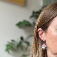 Correa Wildflower large earrings  - Steel & Guava