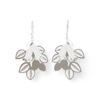 Correa Wildflower large earrings  - Steel & white