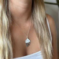 Eucalypt blossum pendant - Steel & White