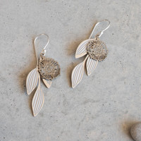 Pincushion Hakea earrings - Steel & Gold