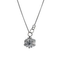 Native Hibiscus leaf oxidised sterling silver pendant
