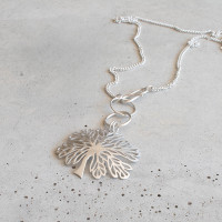 Native Hibiscus leaf sterling silver pendant