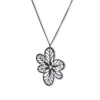 Oxidised sterling silver Ovalifolia flower pendant