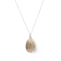 Oval silver and gold wren pendant