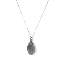 Sterling Silver Wren Pendant with Aquamarine