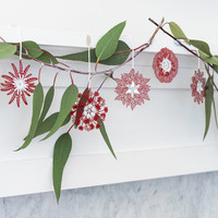 A Christmas collection of Australian Native Flora Snowflake Decorations