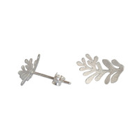 Silver frond studs