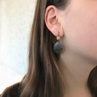 Ruby leaf imprint earrings