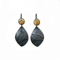 Ruby leaf imprint earrings