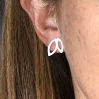 Double petal sterling silver stud earrings