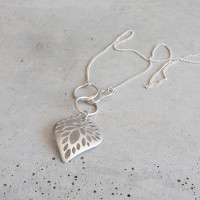 Radiating leaf sterling silver necklace