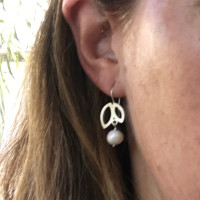 Double petal pearl sterling silver earrings