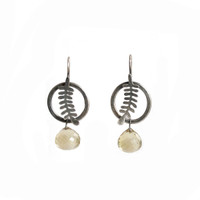 Circle Fern earrings - sterling silver and citrine
