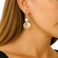 Fresh water pearl gold and silver wattle earrings