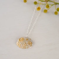 Wattle gold and silver pendant