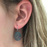 Eremophila blackened silver and ruby earrings 