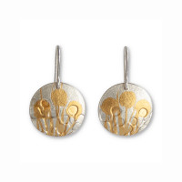 Gold and silver oval wattle earrings
