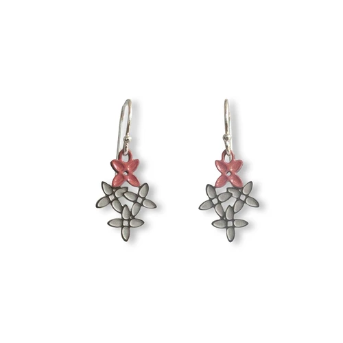 Pimelea “Rice Flower” mini earrings  - Steel & Guava