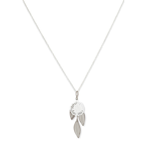 Pincushion Hakea pendant - Steel & White