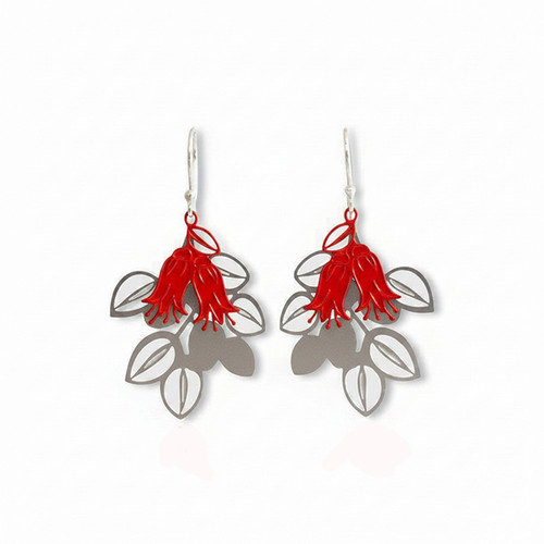 Correa Wildflower large earrings  - Steel & Red