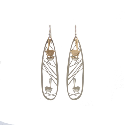 Wren earrings steel & gold