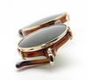 2 in 1 Archivio Moderno Round Italian Luxury Eyewear In Tan Acrylic & Gold With Folding Sun Clip and Variable Arm Length