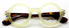 Anglo American 180E Thick Rimmed Round Glasses With A Frosted Cream Front & Demi-Amber Arms (OP31/DA) 46mm