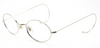 Vintage Oval Shiny Silver Eyewear With Hooked Ear Pieces At The Old Glasses Shop