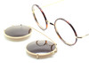 Vintage Savile row Style True Round Glasses With Chestnut Rims And Matching Sun Clip At The Old Glasses Shop Ltd