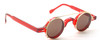 NOW WITH MATCHING CLIP ON SUNGLASSES! Vibrant RED Frame Holland Hand Made Preciosa 703 Acetate Small Round 33mm Glasses