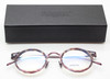 Les Pieces Uniques ENEA Titanium Round CLASSIC Glasses Burgundy Metal and Tortoiseshell Acetate Inserts 46mm Lens Size