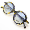 Italian Eyewear with Sun Clip by Les Pieces Uniques ANNA Acetate Round Style Glasses In Tortoiseshell Effect Blue Yellow