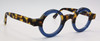 37mm true round eyeglasses in vibrant blue and tortoiseshell effect at The Old Glasses Shop Ltd