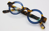 37mm true round eyeglasses in vibrant blue and tortoiseshell effect at The Old Glasses Shop Ltd