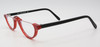 Half Moon vintage style prescription glasses in a red and black acetate at www.theoldglassesshop.co.uk