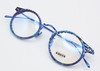 Vibrant Blue Italian Glasses ENEA Titanium & Acetate Round Glasses By Les Pieces Uniques With Matching Sun Clip