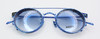 Vibrant Blue Italian Glasses ENEA Titanium & Acetate Round Glasses By Les Pieces Uniques With Matching Sun Clip