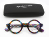 Multicoloured Thick Rim Acetate 180E Eyewear By Anglo American True Round Vintage Style Glasses With Sunclip