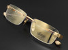 18kt Gold Plated Titanium Rimless Eyewear By Hilton Exclusive Kensington In Matt Gold & Tortoiseshell Effect Acetate  56mm Eye Size
