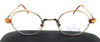 Made in Italy, round style eye glasses in smoke gold finish.