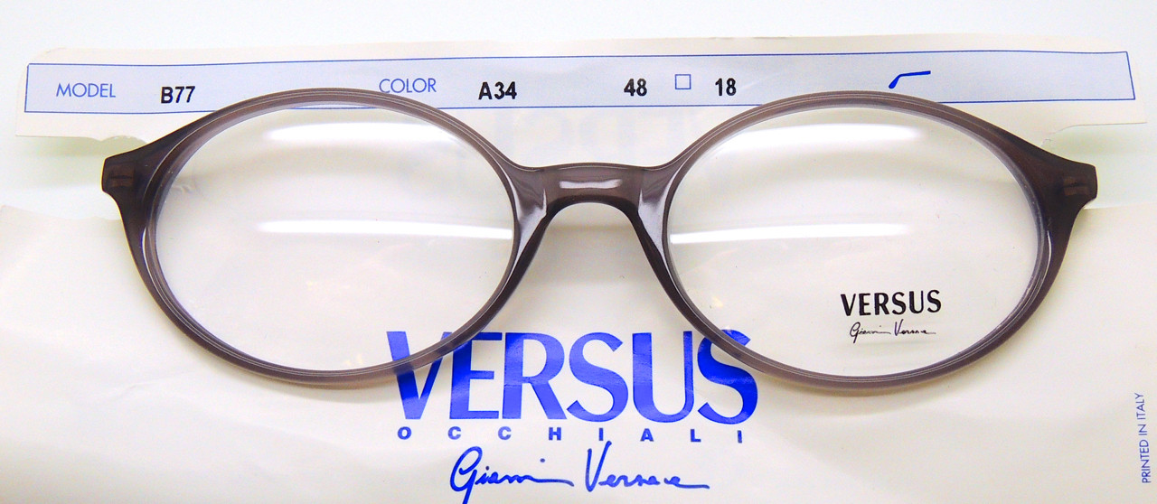Versace B77 A34 Oval Shaped Grey Acrylic Eywear Designer - Main Image