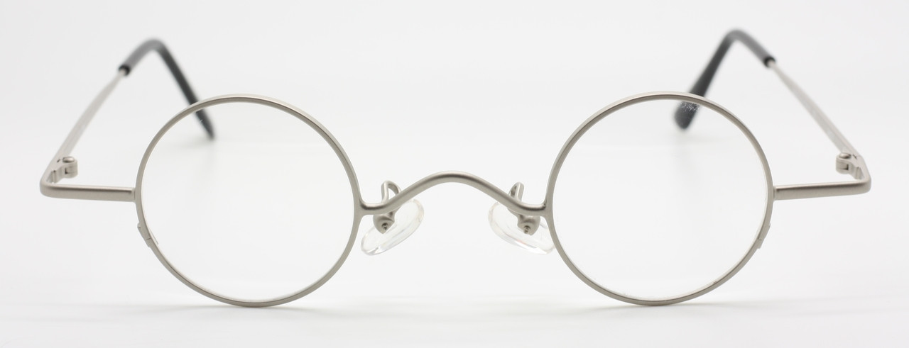 Vintage Small Round Prescription Glasses In A Matt Silver Finish