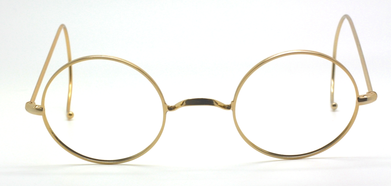 True Round Shiny Gold Gandhi Style Eyewear By Beuren With Saddle