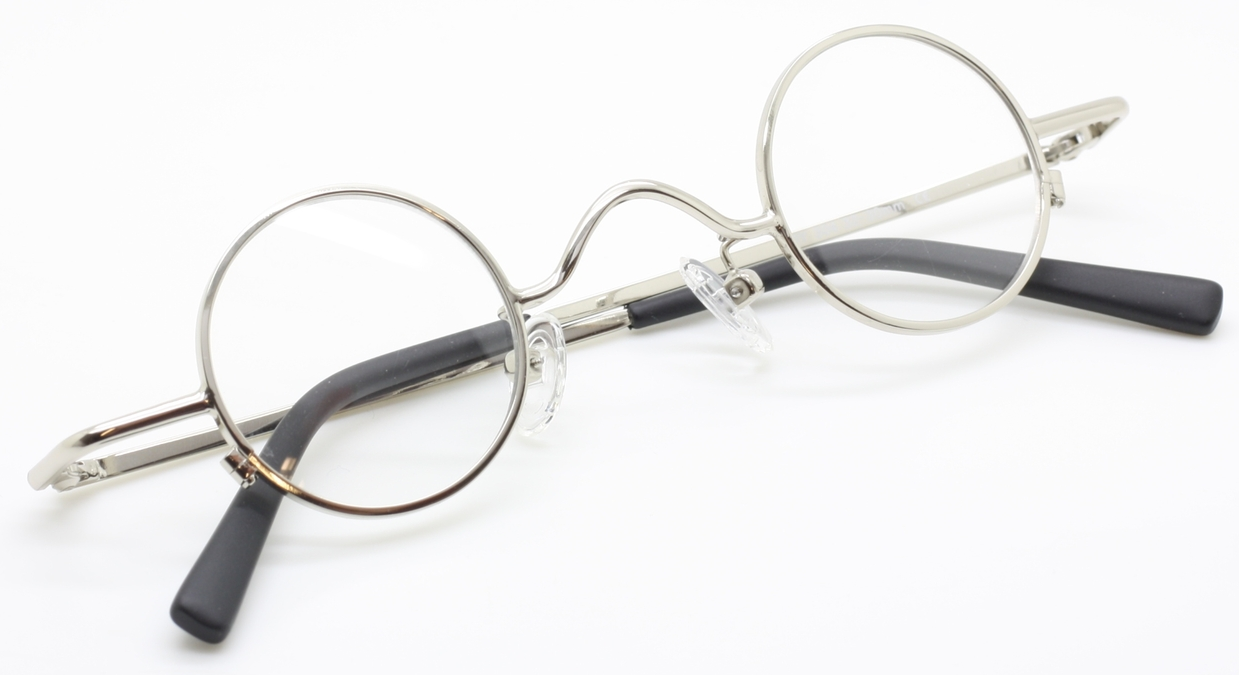 LOVELY Shiny Silver Vintage Small Round Prescription Glasses By