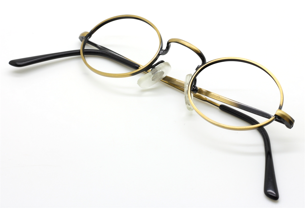 Glasses Sunclip Antique Gold Oval Style Vintage Eyewear By