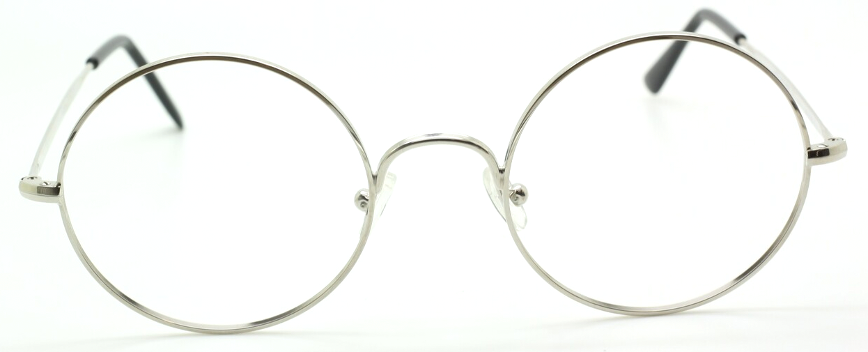 Small True Round Shiny Silver Savile Row Style Eyeglasses with